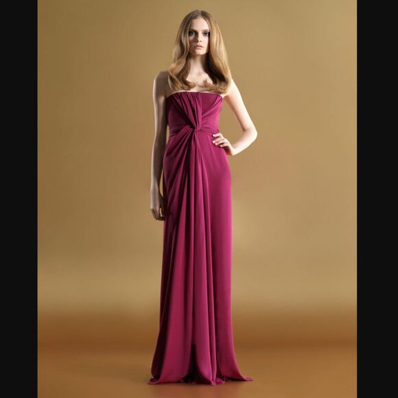 $4500 Gucci 2011 Fall Burgundy Evening Gown Gathered Silk Scarf Dress sz IT 44/8 - Picture 1 of 14